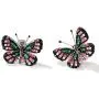 925 Sterling Silver Plated AAA Cubic Zirconia 3D Black Butterfly Earring Green and Pink Gems Stud Post Earrings 925 Sterling Silver Plated AAA Cubic Zirconia 3D Black Butterfly Earring Green and Pink Gems Stud Post Earrings
