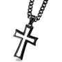 MOWOM Stainless Steel Pendant Necklace Cross 23 Inch Chain