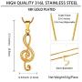Hipunk Music Note Necklace Mens Skull Head 316L Stainless Steel Punk Musicial Pendant 18k Gold/Black Gun Plated Musician Jewelry
