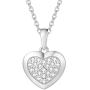 FANCIME Sterling Silver Heart Necklace Cubic Zirconia CZ Gemstone Dainty Interlocking Pave Fine Jewelry Gifts for Women Girls Mom,16+ 2'' Extender