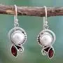 NOVICA Garnet Cultured Freshwater Pearl .925 Sterling Silver Dangle Earrings, Sublime Romance NOVICA Garnet Cultured Freshwater Pearl .925 Sterling Silver Dangle Earrings, Sublime Romance
