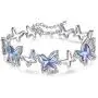 GEMMANCE Butterfly Link Charm Bracelet with Premium Birthstone Crystal, Silver-Tone, 7”+2” Chain GEMMANCE Butterfly Link Charm Bracelet with Premium Birthstone Crystal, Silver-Tone, 7”+2” Chain