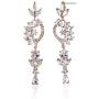 CZ Bridal Earrings for Wedding 14k White Gold Plated Wedding Earrings for Bride Bridesmaids Crystal Cubic Zirconia Rhinestone Cluster Floral Leaf Earrings Elegant Bridal Jewelry for Women Girls