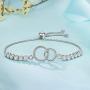 GDDX Mother Daughter Bracelet, Sister Link Bracelet - Sterling Silver Two Interlocking Infinity Double Circles, Birthday Gift for Mom Daughter