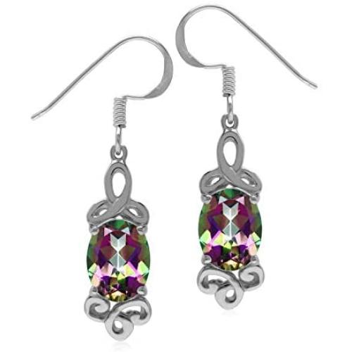 Silvershake 9x7mm Oval Shape 925 Sterling Silver Triquetra Celtic Knot Dangle Hook Earrings