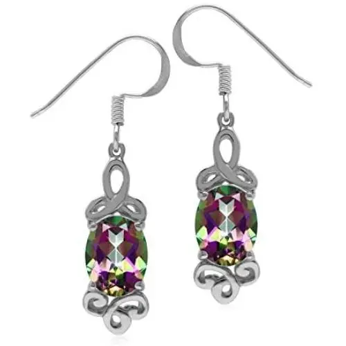 Silvershake 9x7mm Oval Shape 925 Sterling Silver Triquetra Celtic Knot Dangle Hook Earrings