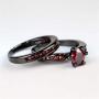 Gy Jewelry Two Rings His and Hers Wedding Ring Sets Couples Rings Womens 2PC Black Gold Filled Red Agate Cubic Zirconia Wedding Engagement Ring Bridal Sets & Mens Tungsten Carbide Wedding Band