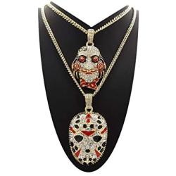 Shiny Jewelers USA Mens ICED Out Rapper MASK Hip HOP Pendant 24'' Box, Cuban, Rope Chain Necklace