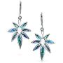 Rainbow Abalone Shell Weed Marijuana Leaf Leverback Drop Dangle Earrings For Women 925 Sterling Silver