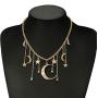 Jovono Gold Moon Star Tassels Necklace Crescent Moon Necklace Jewelry Chain for Women and Girls