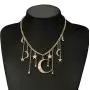Jovono Gold Moon Star Tassels Necklace Crescent Moon Necklace Jewelry Chain for Women and Girls