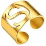 ChainsHouse A to Z Initial Letter Open Cuff Rings for Women Men Adjustable Statement Name Alphabet Ring Personalized Jewelry Gifts,15mm Wide, 3 Colors, Custom Available