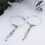 Stainless Steel Boho Hoop Earrings, Pink Stone/Nature Agate/Turquoise Beads/Circle Tassel Dangle Hoop Earrings Round Statement Earrings for Women
