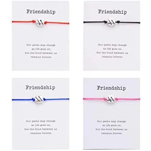 Pipitree Friendship Bracelet Charm Bracelet for Best Friends - Bracelet Gift Card Braided Wish Bracelet for You Care Everyone(4Pcs) Pipitree Friendship Bracelet Charm Bracelet for Best Friends - Bracelet Gift Card Braided Wish Bracelet for You Care Everyone(4Pcs)