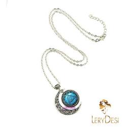 Beautiful Season DIY Blue Moon Celtic Triquetra Necklace Pendant Silver Plated Charm Moon Jewelry Triquetra Pagan Necklace