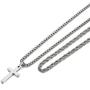Ursteel Cross Necklace for Men, Stainless Steel Silver Black Gold Layered Rope Chain Cross Pendant Necklace Simple Jewelry Gifts Chain Necklace for Men, 16-26 Inches Box Chain