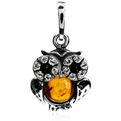Amber Sterling Silver Owl Pendant Amber Sterling Silver Owl Pendant