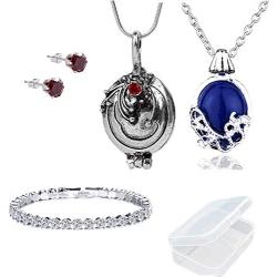 PPX 5 Pcs Vampire Diaries Necklaces, Earrings and Bracelet - Daywalking Katherine Necklace -Verbena Necklace Chain Can Open Silver- with Transparent Storage Box