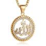 HZMAN Cubic Zirconia Allah Gold Pendant Necklace Middle East Charm Islam Round Pendant