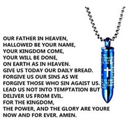 Cross Bullet Pendant Stainless Steel Necklace for Men Lords Prayer Necklace Lords Bible Cross Prayer Cremation Ashes Urn Necklace