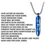 Cross Bullet Pendant Stainless Steel Necklace for Men Lords Prayer Necklace Lords Bible Cross Prayer Cremation Ashes Urn Necklace
