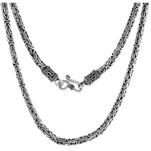 4mm Sterling Silver Round BYZANTINE Chain Necklaces & Bracelets 4mm Antiqued Finish Nickel Free, 7-30 inch 4mm Sterling Silver Round BYZANTINE Chain Necklaces & Bracelets 4mm Antiqued Finish Nickel Free, 7-30 inch