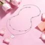 FLYOW S925 Sterling Silver Layered Disc Pendant Choker Necklace Short Dainty Clavicle Necklace for Women Girls