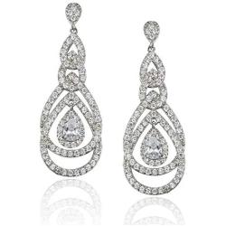 SWEETV Teardrop Bridal Earrings for Wedding, Brides, Bridesmaids, Pear Shaped Dangle Earrings for Women Prom, Rose Gold/Silver