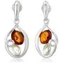 Sterling Silver Multi-Color Amber Oval Dangle Earrings and Chain Pendant Necklace Jewelry Set 18 Inches Sterling Silver Multi-Color Amber Oval Dangle Earrings and Chain Pendant Necklace Jewelry Set 18 Inches
