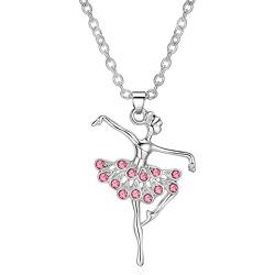 ELOI Little Girl Necklace Light Pink Ballet Recital Gifts Ballerina Dance Necklaces Girls Jewelry 16 inch