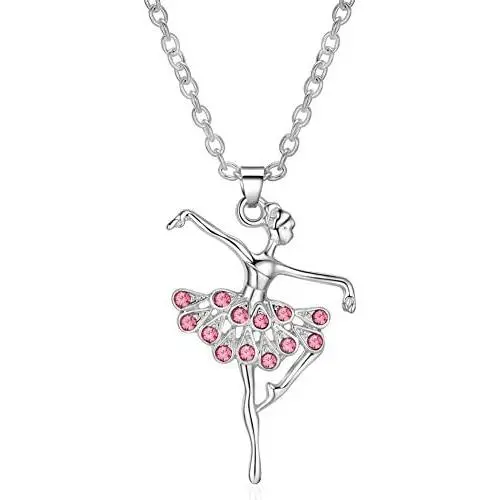 ELOI Little Girl Necklace Light Pink Ballet Recital Gifts Ballerina Dance Necklaces Girls Jewelry 16 inch ELOI Little Girl Necklace Light Pink Ballet Recital Gifts Ballerina Dance Necklaces Girls Jewelry 16 inch