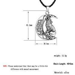 Flzaitian Wolf Jewelry Wolf and Crescent Moon Necklace for Men for Women