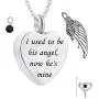 HQ I Used to be his Angle, Now Hes Mine Angel Wings Charm Cremation Jewelry Keepsake Memorial Urn Necklace with Birthstone Crystal HQ I Used to be his Angle, Now Hes Mine Angel Wings Charm Cremation Jewelry Keepsake Memorial Urn Necklace with Birthstone Crystal