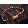 MANRUO Feng Shui The Best Prosperity Red Bead Garnet Bracelet with Golden Pi Xiu/Pi Yao Lucky Wealthy Amulet Brecelet Jewelry