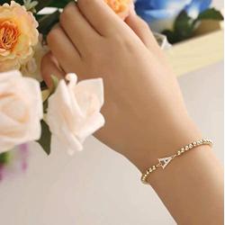 Hidepoo Initial Beaded Bracelets for Women, 14K Gold Plated Dainty Cubic Zirconia Bead Initial Bracelets Personalized Letter Beaded Initial Bracelets for Women Girls Jewelry Gifts