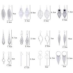 LAIMALA 12 Pairs Drop Dangle Earrings Boho Fashion Jewelry Vintage Statement Bohemian Silver Earrings Set Women Girls For Valentines Day/Birthday Gifts