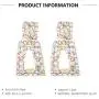 2/3 Pairs Rhinestone Rectangle Dangle Earrings and Gold Geometric Statement Earrings for Women KELMALL COLLECTION