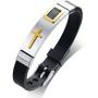 MPRAINBOW 3Pcs Stainless Steel Silicone Cross Bracelet,Religious Christian Gifts for Men Boy, Faith Jesus Prayer Adjustable Black Wristband Silicone Bracelet,7.3”-8.5”