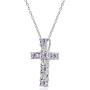 Sterling Silver Gemstone Cross Religious Pendant Necklace