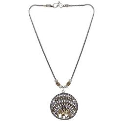 Efulgenz Boho Vintage Antique Ethnic Gypsy Tribal Indian Oxidized Gold Silver Statement Peacock Pendant Necklace Jewelry