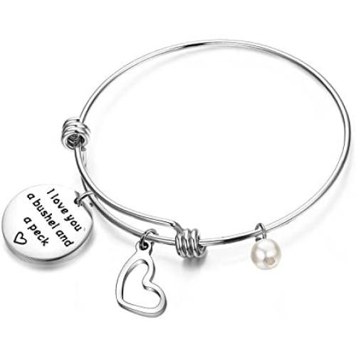 MAOFAED Mother Bracelet I Love You a Bushel and a peck Bracelet Gift for Mom Grandmom