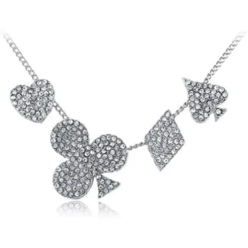 Alilang Vegas 4 Suits Gamblers Luck Lucky Casino Crystal Rhinestone Pendant Necklace Alilang Vegas 4 Suits Gamblers Luck Lucky Casino Crystal Rhinestone Pendant Necklace