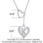 A - Z Heart Initial Necklace, 14K White Gold Plated Letter Necklace Y-Necklace Silver for Women Girls, Adjustable Heart Initial Cubic Zirconia Alphabet Necklace with Gift Box Card
