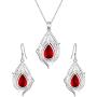 EleQueen 925 Sterling Silver Cubic Zirconia Teardrop of Angel Bridal Pendants Necklace Hook Earrings Sets