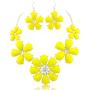 Firstmeet Shiny Flower Statement Collar Necklace with Earrings