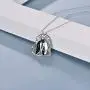 POPLYKE Penguin Gifts for Women Girls Sterling Silver Penguin Family Heart-Shaped Pendant Necklace Jewelry for Mom Daughter