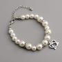 POTIY Adoption Bracelet Adoption Symbol Charm Pearl Bracelet for Adoptive Mom Foster Mom Earrings Stepdaughter Stepmother Jewelry