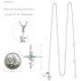 Sterling Silver Love Rose Flower Necklace for Her Birthday Gifts March April Birthstone Aquamarine Simulated Diamond Necklace Garnet Amethyst Gemstone Emerald Jewelry