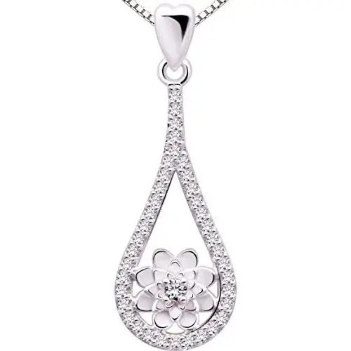 ALOV Jewelry Sterling Silver Cubic Zirconia Pendant Necklace ALOV Jewelry Sterling Silver Cubic Zirconia Pendant Necklace