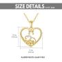 14k Gold Heart Pendant Necklace for Women, Real Gold Lucky Elephant Love Jewelry Gifts for Mother/Wife, 16+1+1 Inch